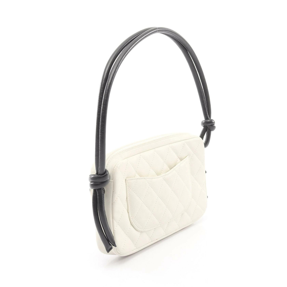 Chanel Cambon Handbag Black White Leather Black White